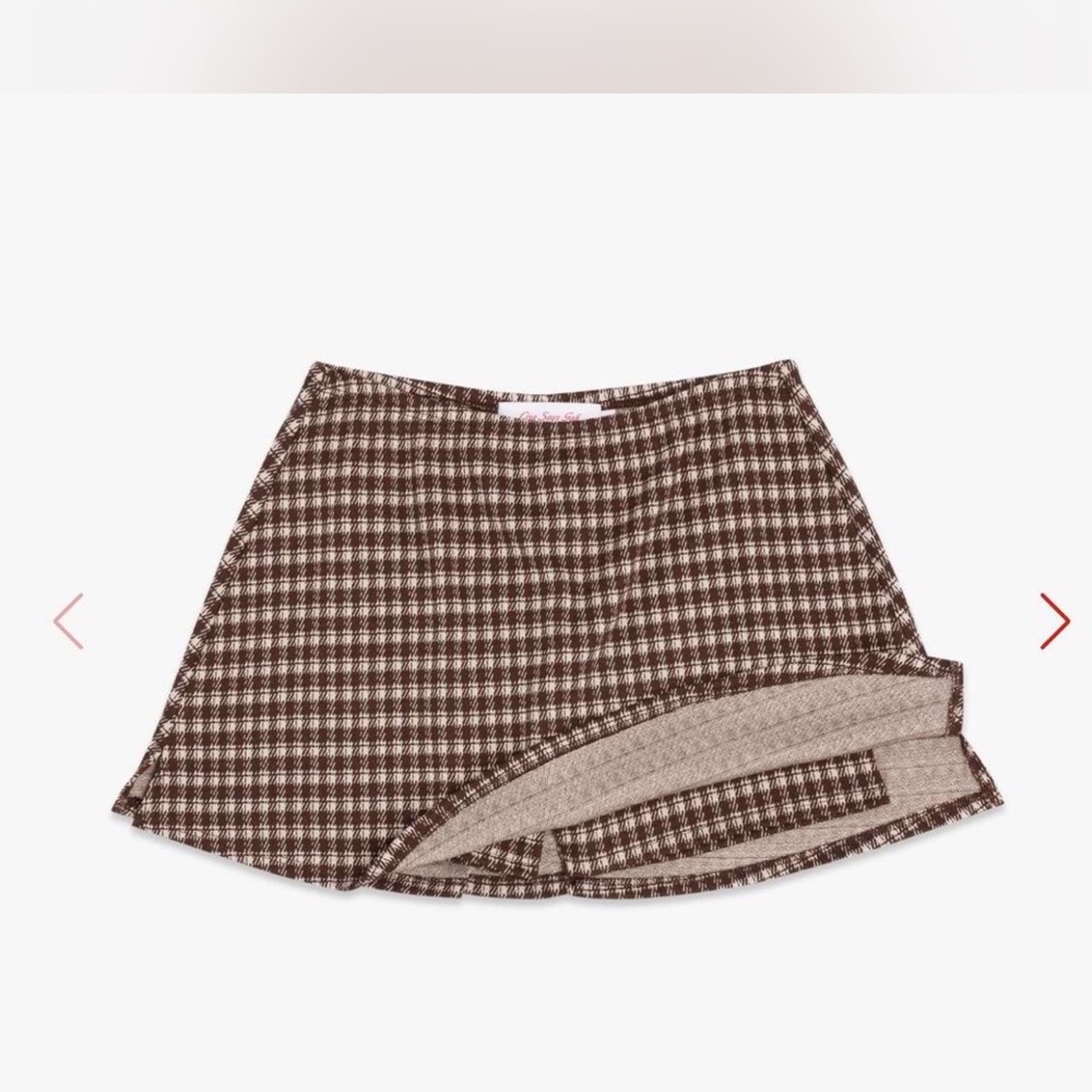 Lisa Says Gah Cocoa Plaid Mini Skort